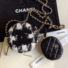 Replica Chanel CC Houndstooth Tweed Clutch with Chain & Coin Purse AP0986 Black/White 2019 Collection CE00579