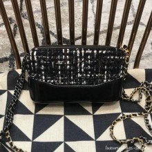 Replica Chanel Gabrielle Clutch on Chain/Mini Bag A94505 Black/White Tweed 2019 Collection CE03755