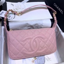 Replica Chanel Grained Leather Hobo Bag B01960 Pink 2020 Collection CE03263