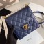 Best Chanel Quilted Iridescent Lambskin Pearls Flap Bag AS0584 Blue 2019 Collection CE03344