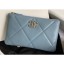 Chanel 19 Lambskin Small Pouch Bag AP1059 Cyan 2020 CE02006