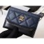 Chanel Aged Calfskin Gabrielle Card Holder A84386 Navy Blue CE03848