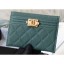 Chanel Caviar Leather Boy Card Holder A84431 Green CE01800