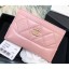 Chanel Chevron Aged Calfskin Gabrielle Card Holder A84386 Pink CE01142