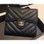 Chanel Chevron Small Flap Wallet Black 2018 CE01583