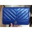 Chanel Glittered Aged Calfskin Gabrielle Wallet On Chain WOC Bag Chevron Blue 2019 CE02841