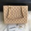 Chanel Grained Calfskin Grand Shopping Tote GST Bag Beige/Gold Collection CE03892