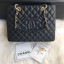 Chanel Grained Calfskin Grand Shopping Tote GST Bag Black/Gold Collection CE00672