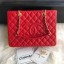 Chanel Grained Calfskin Grand Shopping Tote GST Bag Red/Gold Collection CE03201