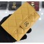 Chanel Grained Leather Classic Flap Card Holder A80799 Yellow/Gold CE03425