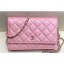 Chanel Iridescent Pearl Caviar Wallet On Chain WOC Bag Pink 2019 CE00655