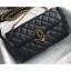 Chanel Lambskin Double Flap Bag A57275 Navy Blue/Black 2018 CE01381