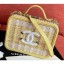 Chanel Rattan/Patent Calfskin CC Filigree Vanity Case Medium Bag A93343 Yellow 2019 CE02286