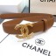 Chanel Smooth Calfskin Belt 25mm with Crystal Metal CC Buckle Brown 2019 Collection CE02342