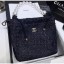 Chanel Tweed with Imitation Pearls Hobo Shopping Tote Bag Navy Blue 2019 CE01778