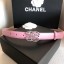 Chanel Width 2.5cm Smooth Calfskin Belt With Crystal Buckle Pink 2020 Collection CE02568