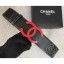 Chanel Width 5.3cm Leather Belt Black Gabrielle with Red CC Logo CE03111