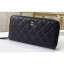 Copy Chanel Classic Long Zipped Wallet 31507 Grained Calfskin Black/Silver CE03466