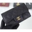 Fake AAA Chanel Grained Leather Classic Flap Card Holder A80799 Black/Gold CE03532