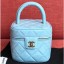 Fake Chanel Vintage Vanity Case Bag Patent Sky Blue 2019 CE00928