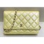 High Imitation Chanel Iridescent Pearl Caviar Wallet On Chain WOC Bag Yellow 2019 CE04010