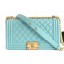 Imitation Chanel Caviar Leather Boy Flap Medium Bag Tiffany Blue CE00543