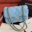 Imitation Chanel Shearling Lambskin Medium Flap Bag AS1063 Light Blue 2019 Collection CE00547