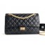 Replica Chanel 2.55 Reissue Size 225 Bag in wrinkled calfskin black with gold hardware CE03766