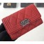 Replica Chanel Grained Calfskin Boy Flap Card Holder A80603 Red/Silver CE03443