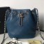 Replica Chanel Quilted Leather Chain Drawstring Small Bucket Bag Blue 2019 Collection CE00607