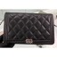 Replica High Quality Chanel Lambskin Boy Wallet On Chain WOC Bag A80387 Black/Silver CE02494