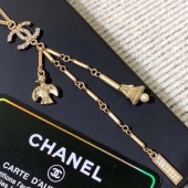 Best Quality Chanel Bird Chain Pendant Long Necklace AB2142 Gold 2019 Collection CE00778