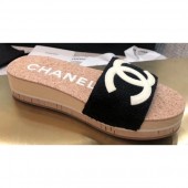 Chanel CC Logo Mules Slipper Sandals Black Runway 2020 CE02778