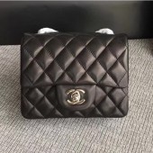 Chanel Classic Flap Mini Bag A1115 in Lambskin Leather Black with Silver Hardware CE00774