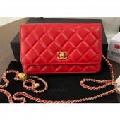 Chanel Pearl Wallet on Chain WOC Bag AP1450 Red 2020 CE01661