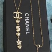 Fake Chanel 5 Heart and Star Pendant Necklace 2019 Collection CE02330