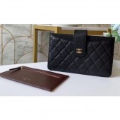 Knockoff Chanel Classic Pouch Clutch Bag With Card Holder A81902 Grained Calfskin Black/Gold CE03559