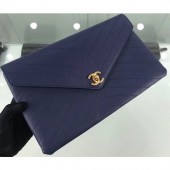 Replica Chanel Chevron Envelope Flap Clutch Bag Navy Blue CE02764